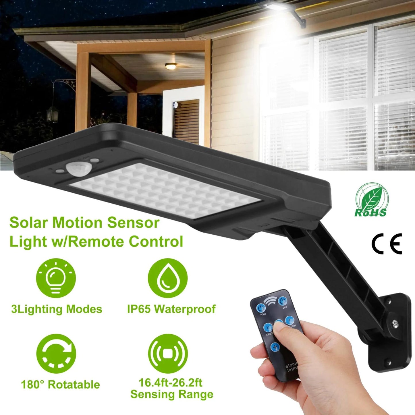 Solar Wall Light Outdoor 60LEDs PIR Motion