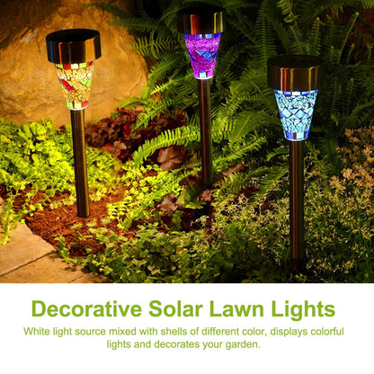 6 Pack Decorative Solar Garden Lights - Stained Glass