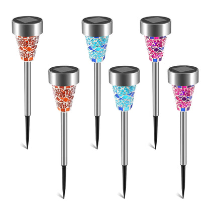 6 Pack Decorative Solar Garden Lights - Stained Glass