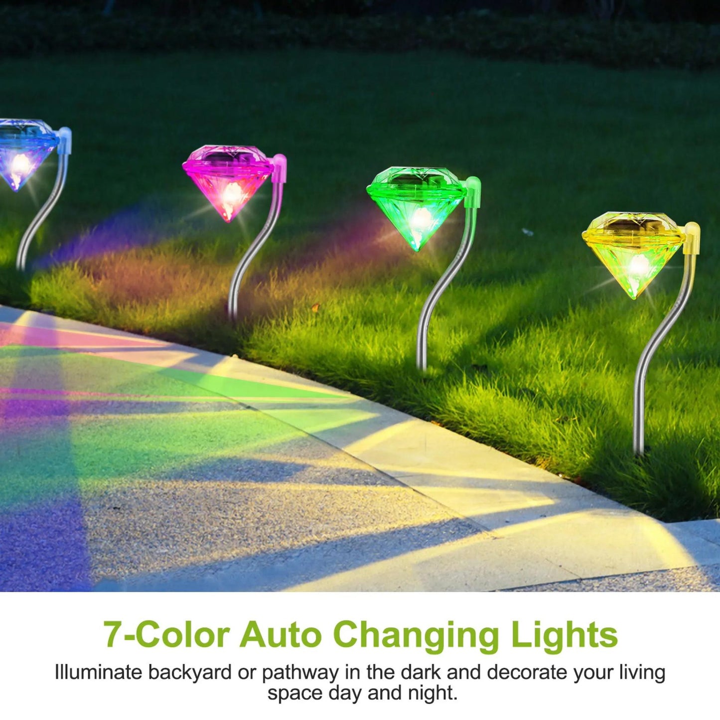 4Pcs Solar Garden Light Outdoor Diamond LED Light