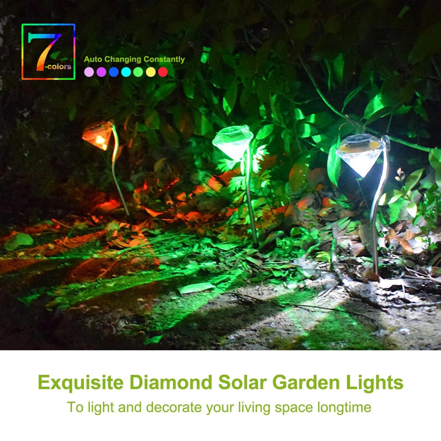 4Pcs Solar Garden Light Outdoor Diamond LED Light