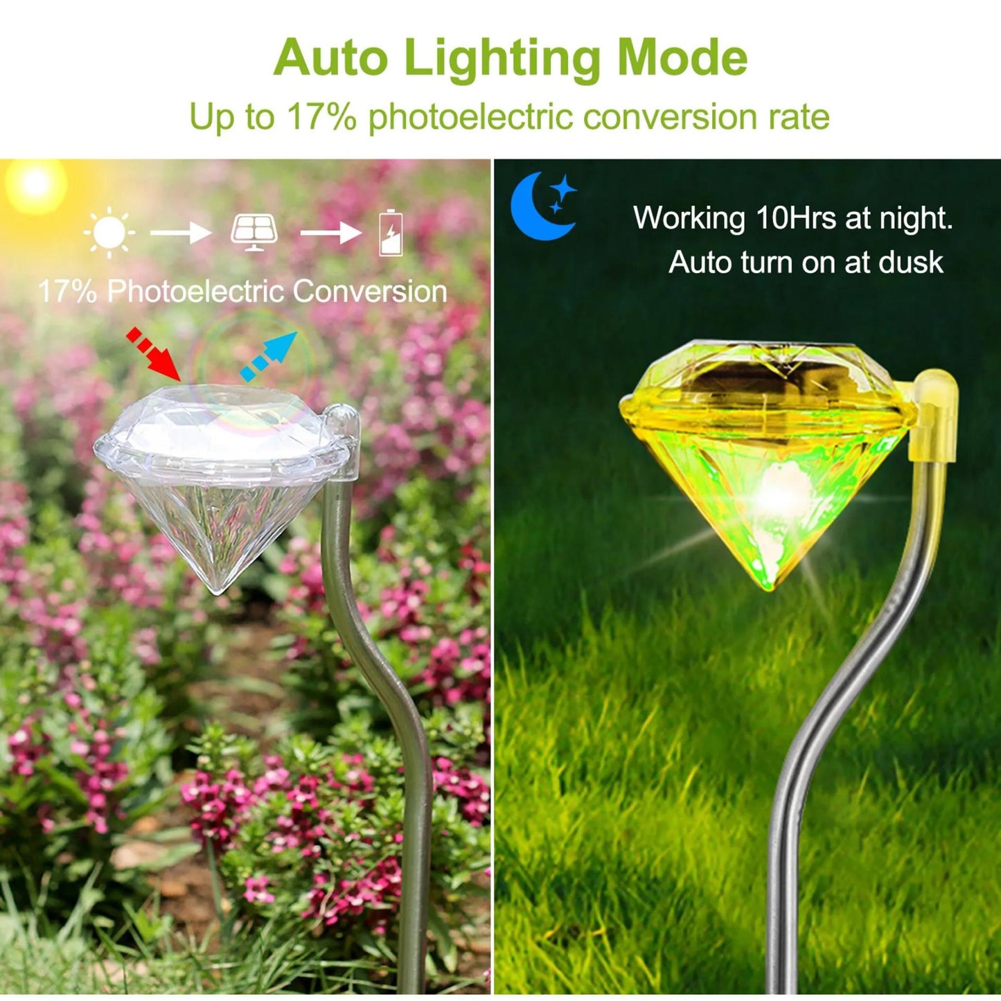 4Pcs Solar Garden Light Outdoor Diamond LED Light