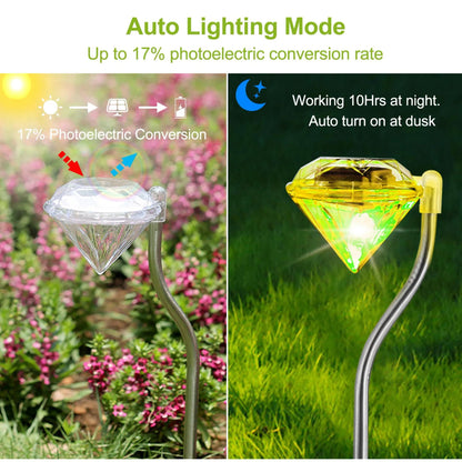4Pcs Solar Garden Light Outdoor Diamond LED Light