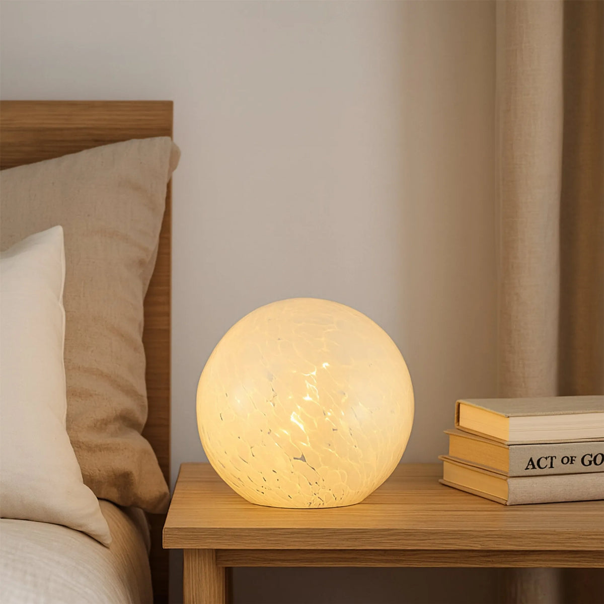 Lyra Glass Ball Lamp - White Speckle