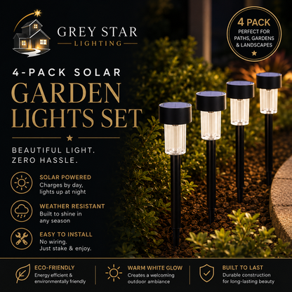 4-Pack Solar Powered Garden Lights Set