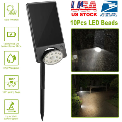 Solar Motion Spotlights Outdoor - 10LEDS Landscape Lights