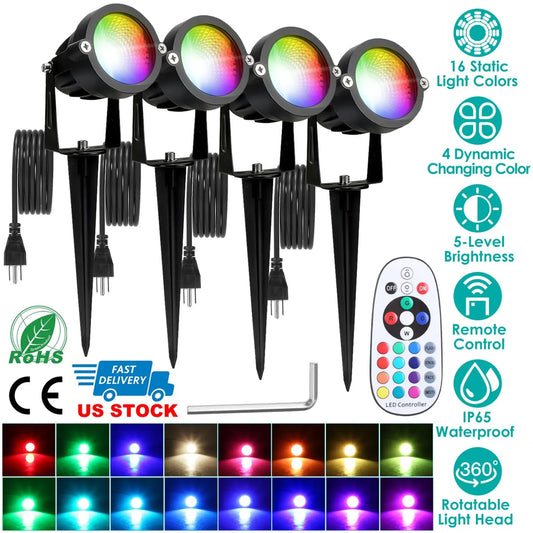 4Pcs Landscape Lights Color Changing Landscape Lighting