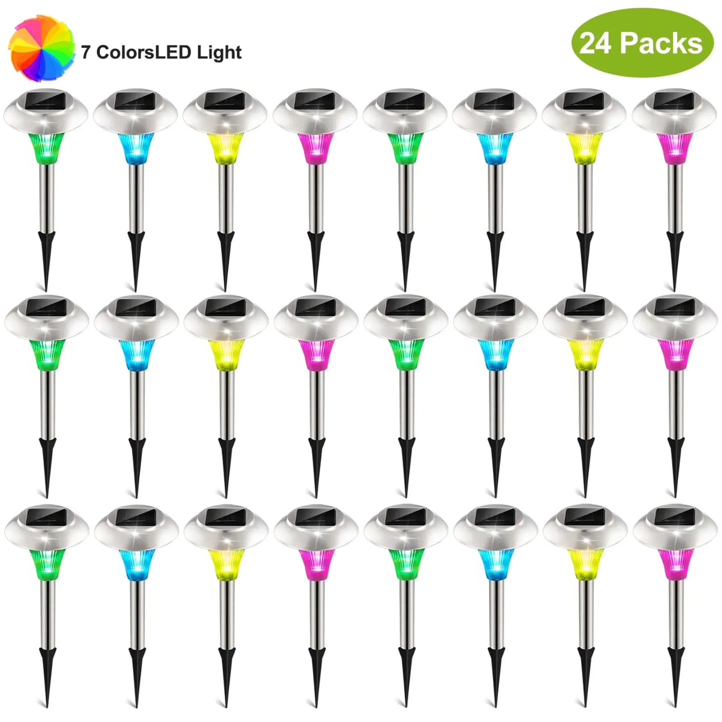 24Packs Solar Garden Lights Outdoor -Color Changing