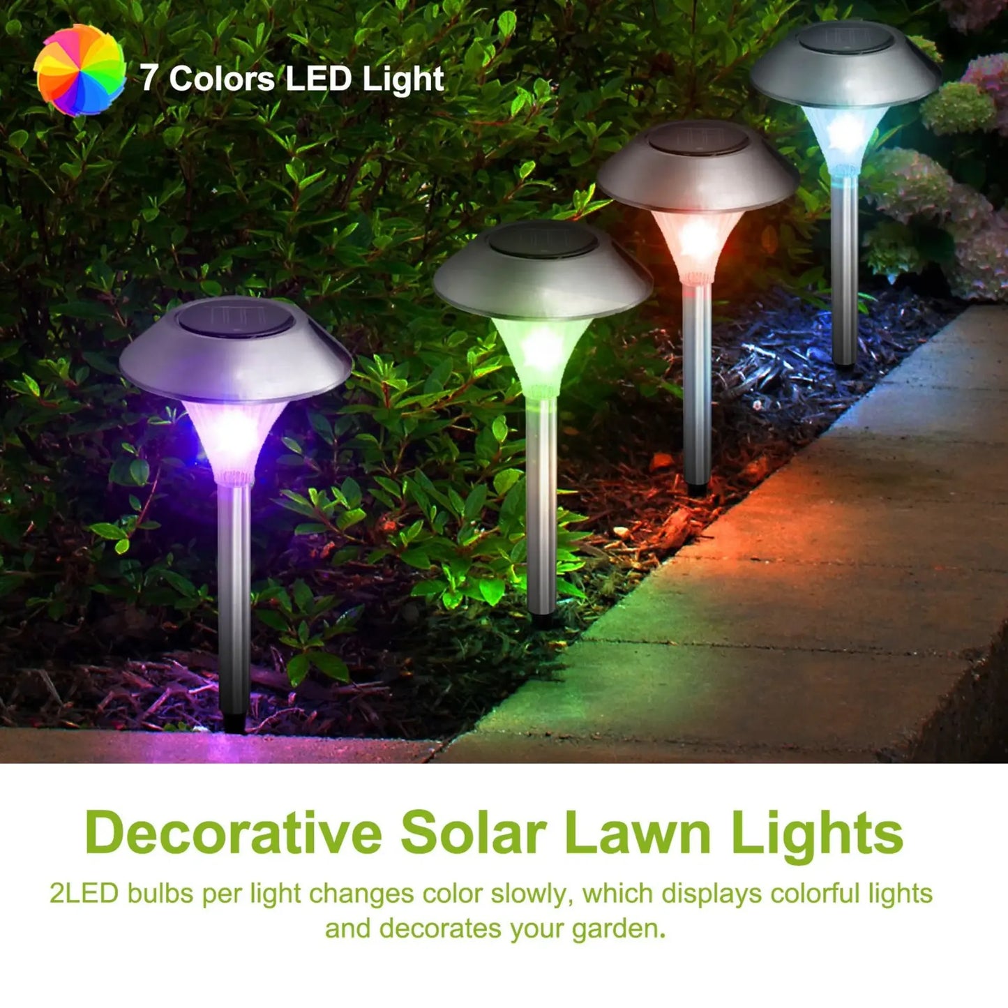 24Packs Solar Garden Lights Outdoor -Color Changing